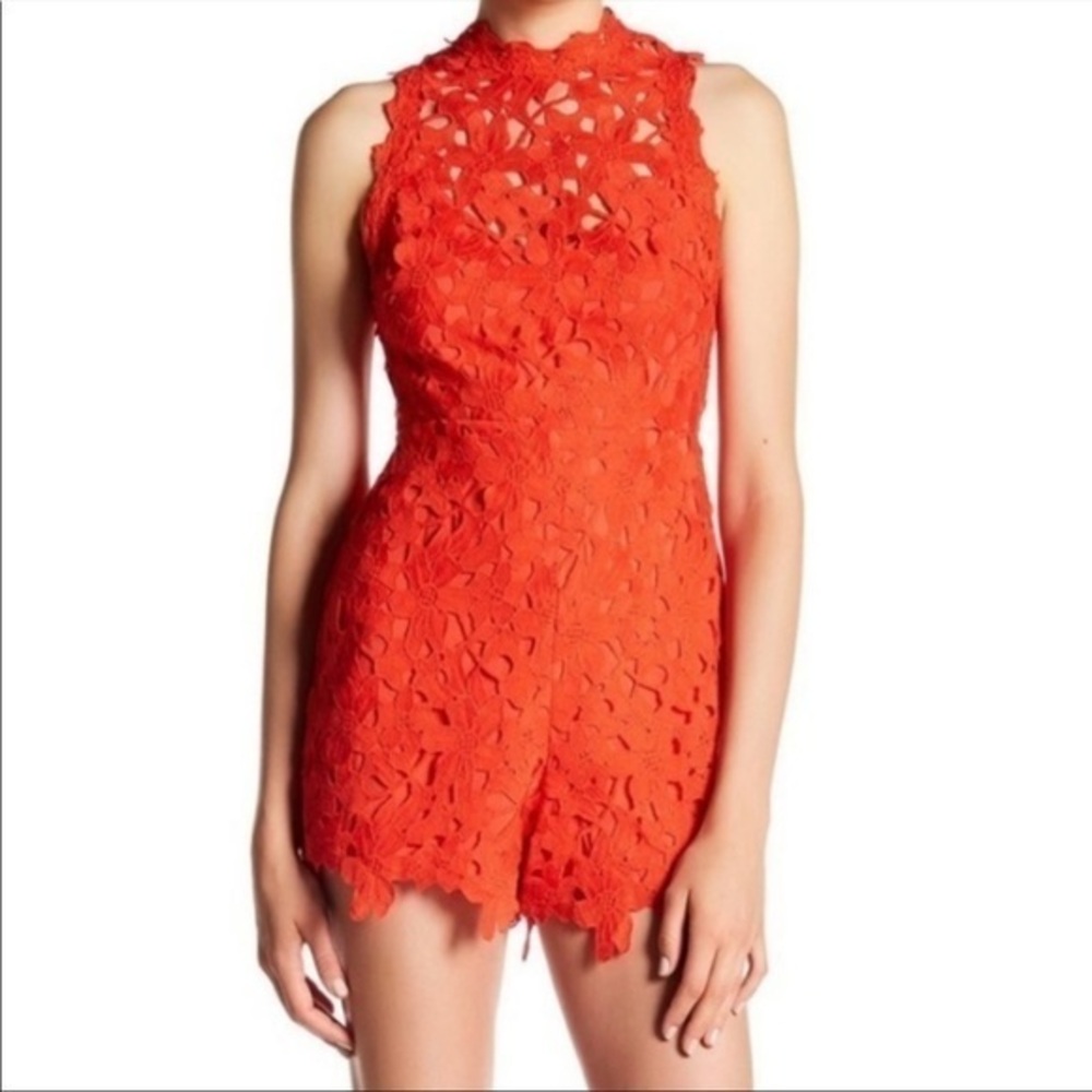 Astr red/orange lace romper